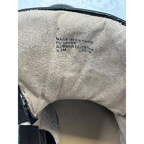 Michael Kors Alistar Monogram Black Patent Combat Boots Women's 9.5M PU Upper Go - Picture 5 of 10